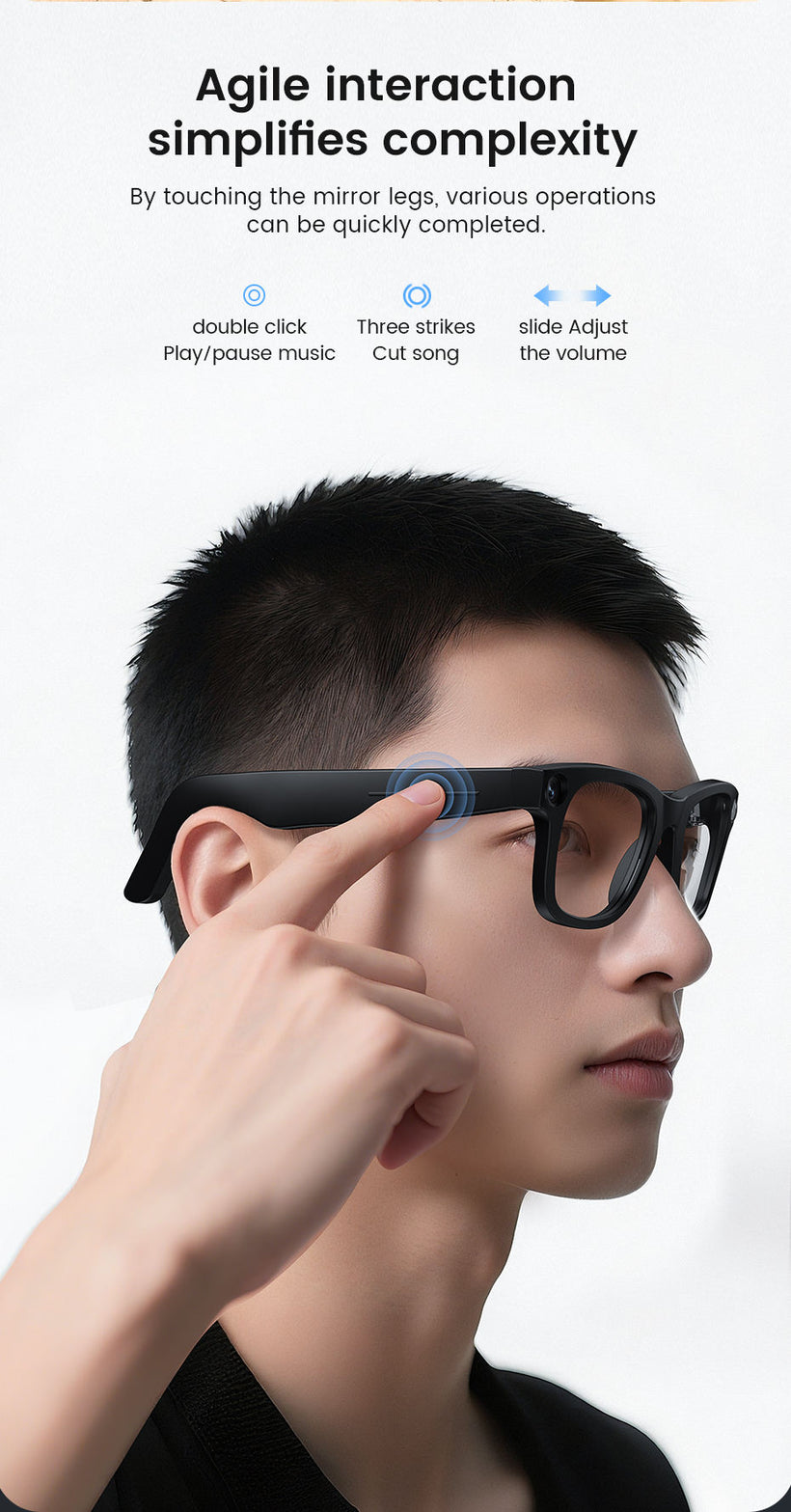 LB Ai Smart Dimming Glasses E02C with 8Mp Camera Touch Controlled Color-Changing Lenses Translation bluetooth Call Music Sunglasses