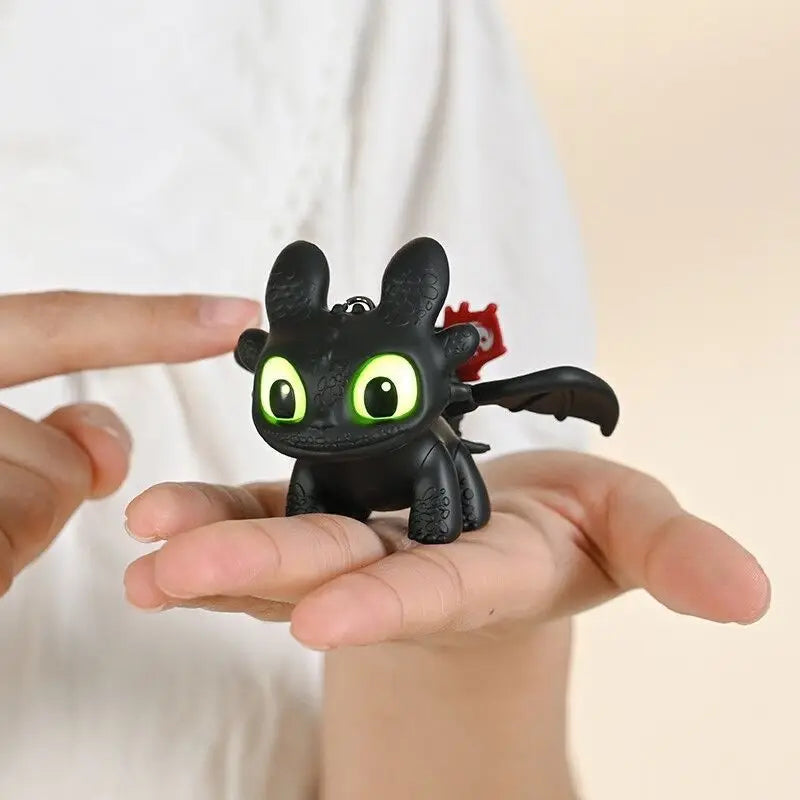 Glowing toothless baby keychain with movable wings, plush doll pendant glowing creative night accessory bag decoration, fun gift
