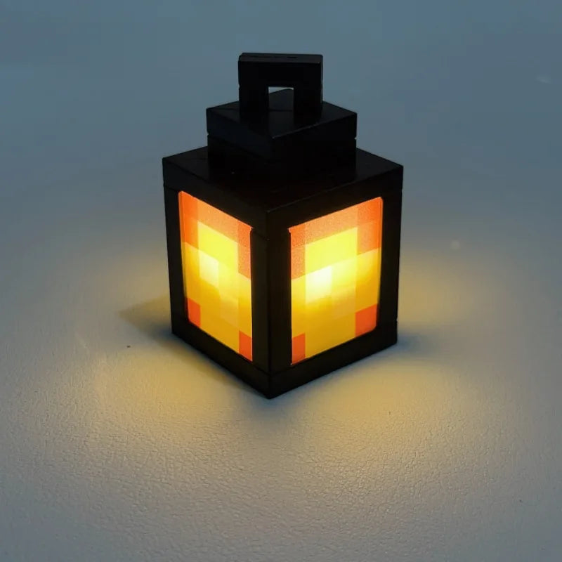 2026 MC Game Luminous Lantern Nightlight Surrounding Pixel Style Tabletop Ornament DIY Interior Atmosphere Light Creativity Toy