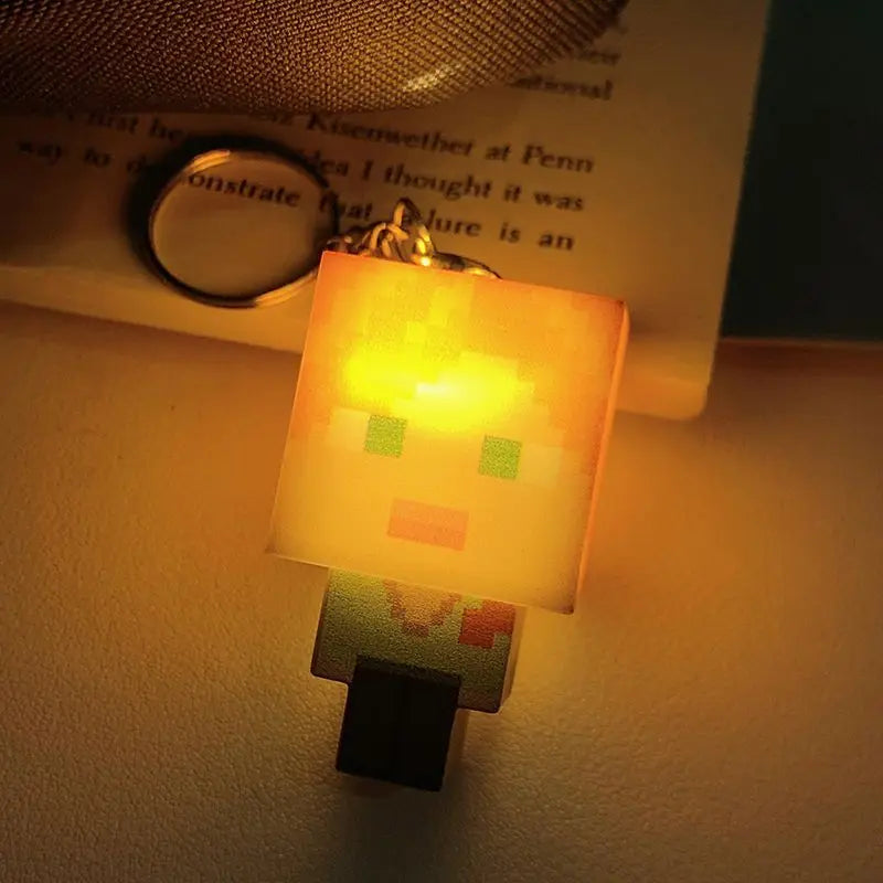 Minecraft Creative Mini Keychain with Glowing Character, Fun Toy and Book Decoration, Perfect Gift for Friend