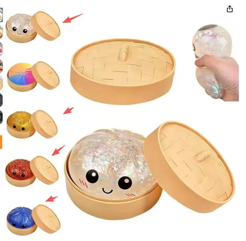 Giant Squishies Dumpling Bun Toy, Slow Rising Glitter Dumpling Stress Ball, Stress Relief Fidget Toy for Home Office Travel toys