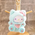 New Cartoon Sanrio Kawaii Hello Kitty Leopard Print Costume Hoodie Series Kitty Plush Doll Bag Charm KeyChain Girl Birthday Gift