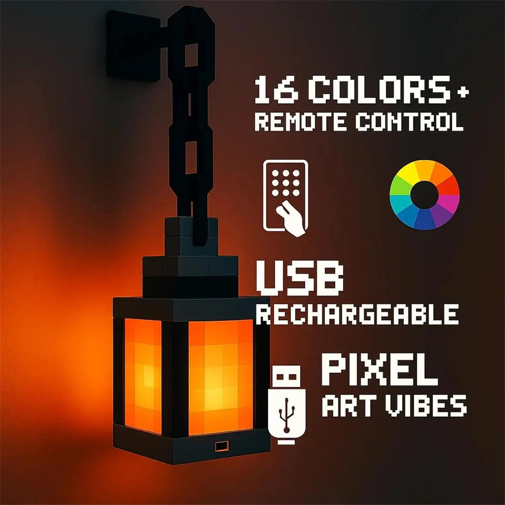 2026 MC Game Luminous Lantern Nightlight Surrounding Pixel Style Tabletop Ornament DIY Interior Atmosphere Light Creativity Toy