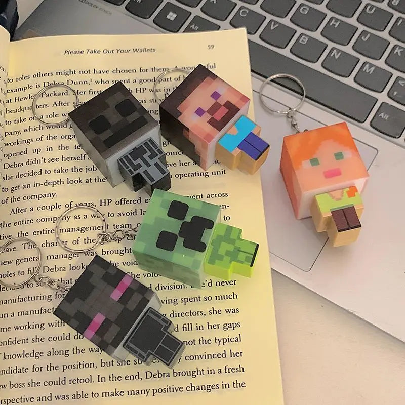 Minecraft Creative Mini Keychain with Glowing Character, Fun Toy and Book Decoration, Perfect Gift for Friend