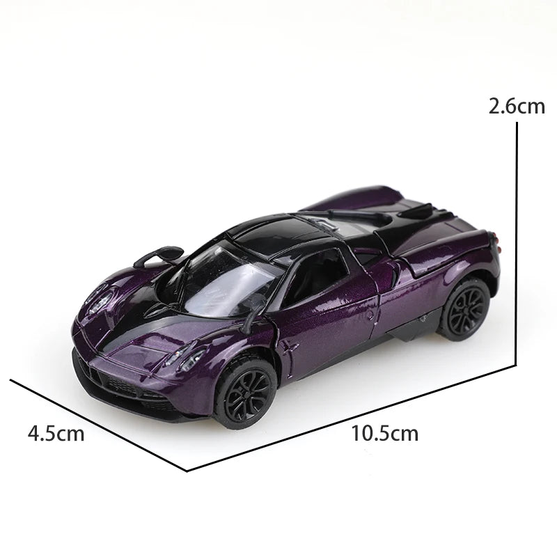 (Bagged) 1/43 scale gold pullback racing car, die-cast metal, three doors that open. Exquisite boy toy, mini pocket toy car.