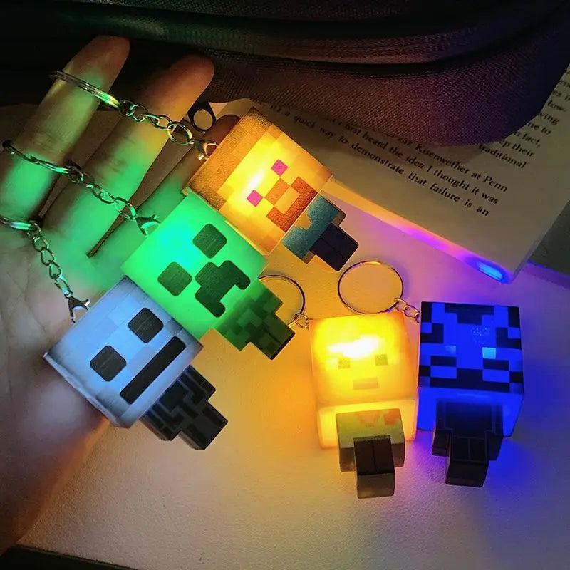 Minecraft Creative Mini Keychain with Glowing Character, Fun Toy and Book Decoration, Perfect Gift for Friend