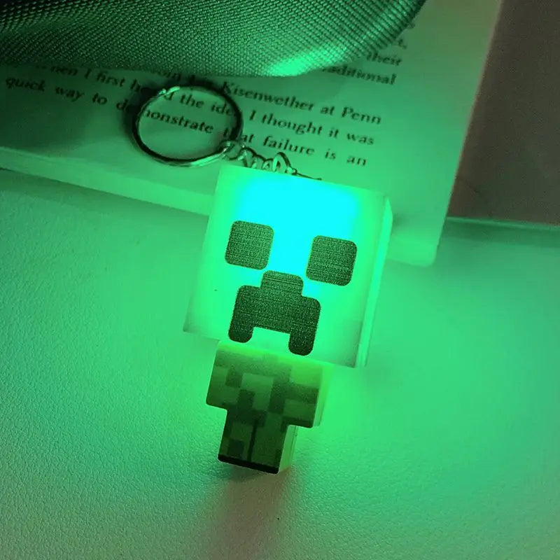 Minecraft Creative Mini Keychain with Glowing Character, Fun Toy and Book Decoration, Perfect Gift for Friend
