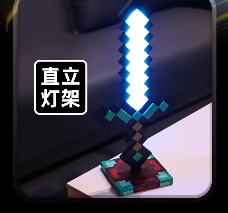 Minecraft Diamond Sword LED Night Light 3D Gamer Desk Lamp USB Charging Glowing Toys for Kids Room Decor, Birthday Gift for Boys