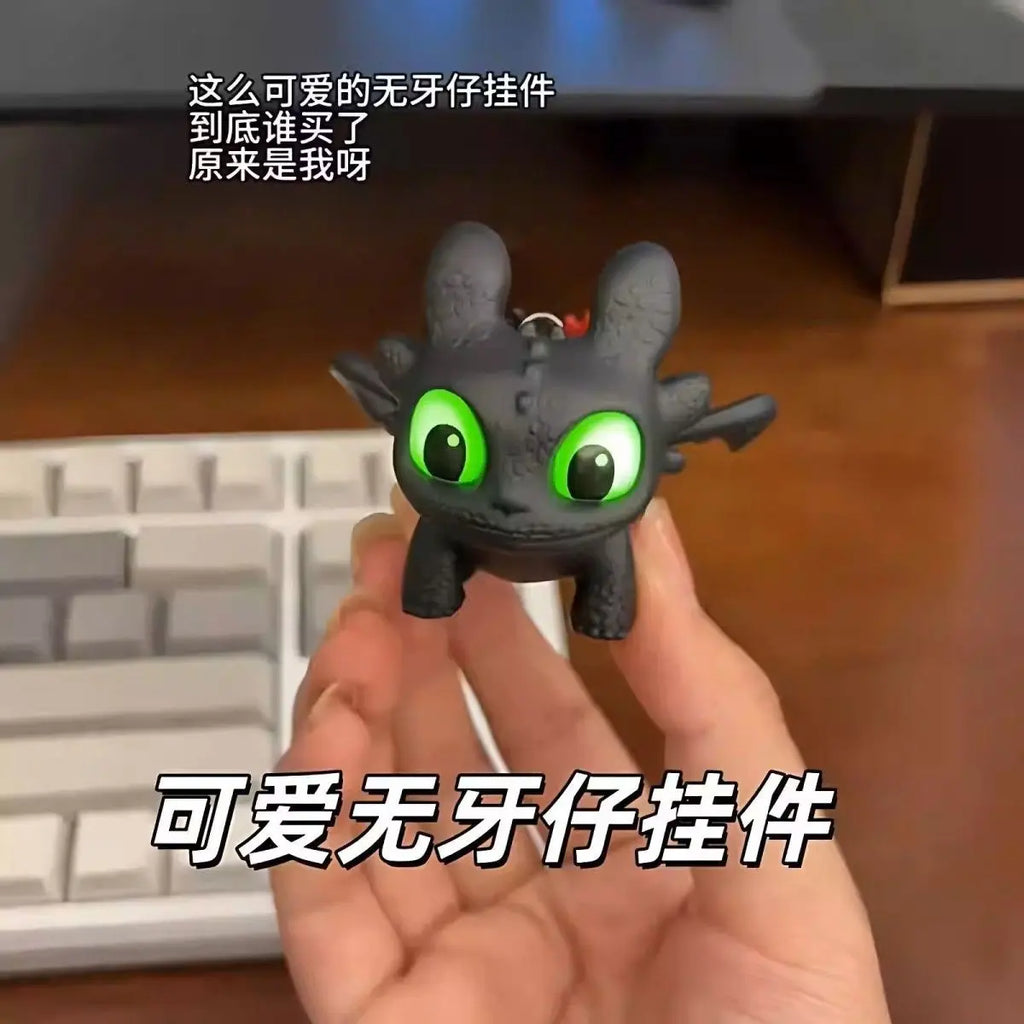Glowing toothless baby keychain with movable wings, plush doll pendant glowing creative night accessory bag decoration, fun gift