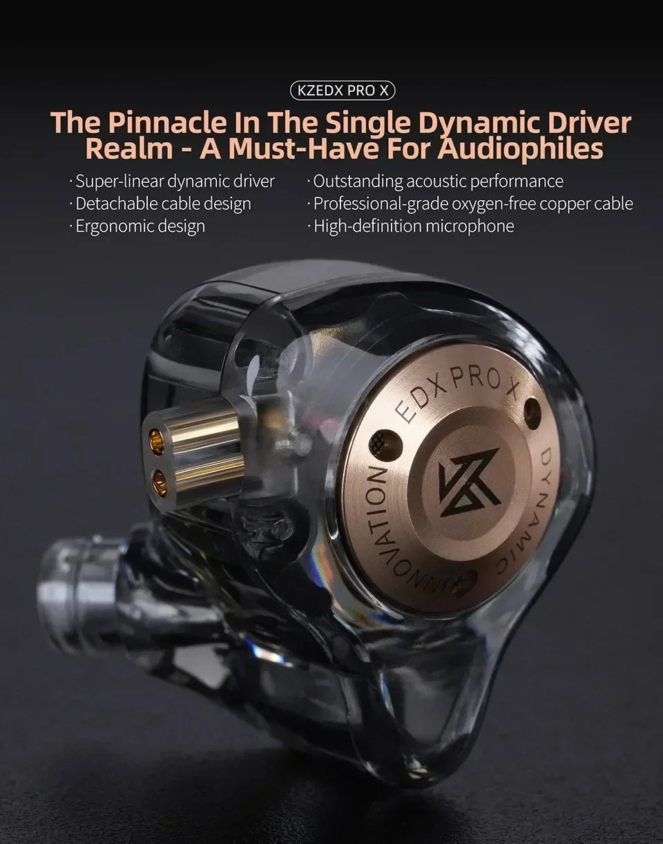 KZ EDX PRO X Dynamic Drive Earphones HIFI Bass Earbud DJ Music Cancelling Sport Headsets 2PIN Cable KZ ZSTX ZSNPRO X ZS10PRO ZVX