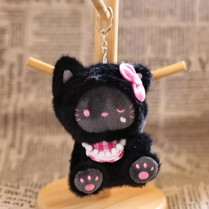 New Cartoon Sanrio Kawaii Hello Kitty Leopard Print Costume Hoodie Series Kitty Plush Doll Bag Charm KeyChain Girl Birthday Gift