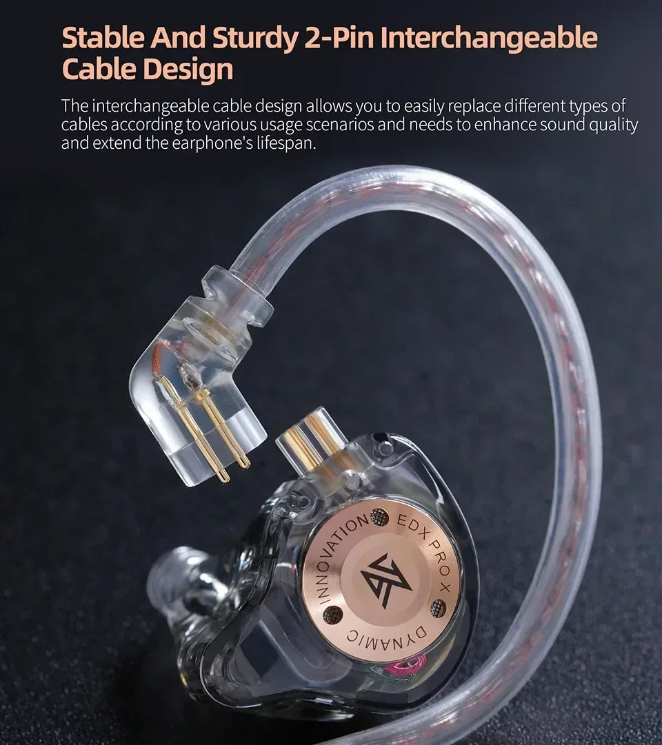 KZ EDX PRO X Dynamic Drive Earphones HIFI Bass Earbud DJ Music Cancelling Sport Headsets 2PIN Cable KZ ZSTX ZSNPRO X ZS10PRO ZVX