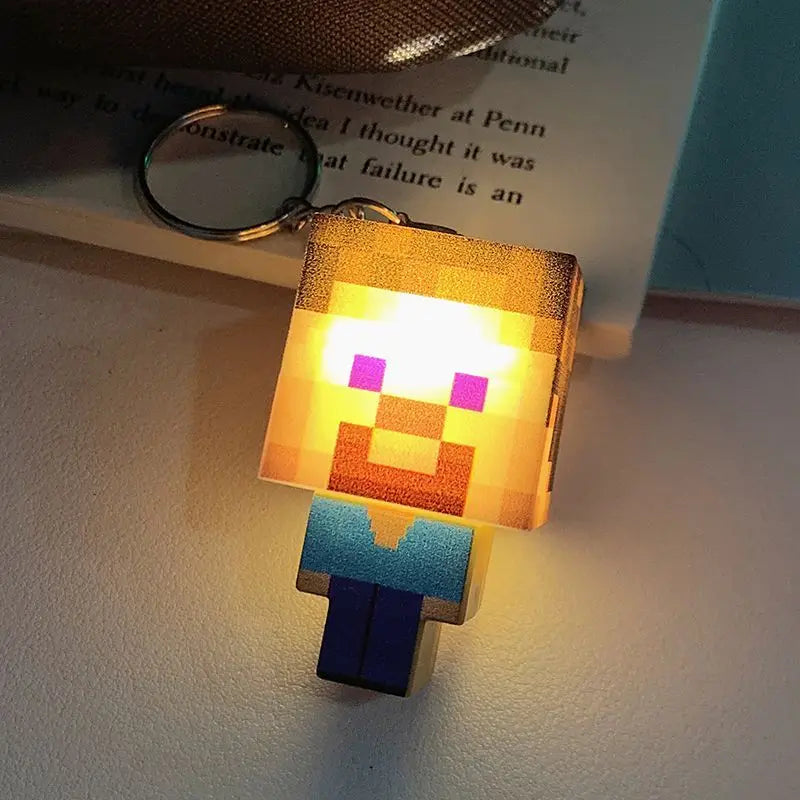 Minecraft Creative Mini Keychain with Glowing Character, Fun Toy and Book Decoration, Perfect Gift for Friend
