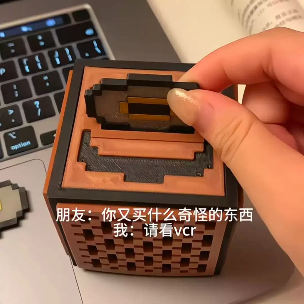 Redstone Music Box Jukebox Pixel Block Model Desktop Figure Toy Tabletop Decor For Kids Teens Gamers Fun Birthday Gift