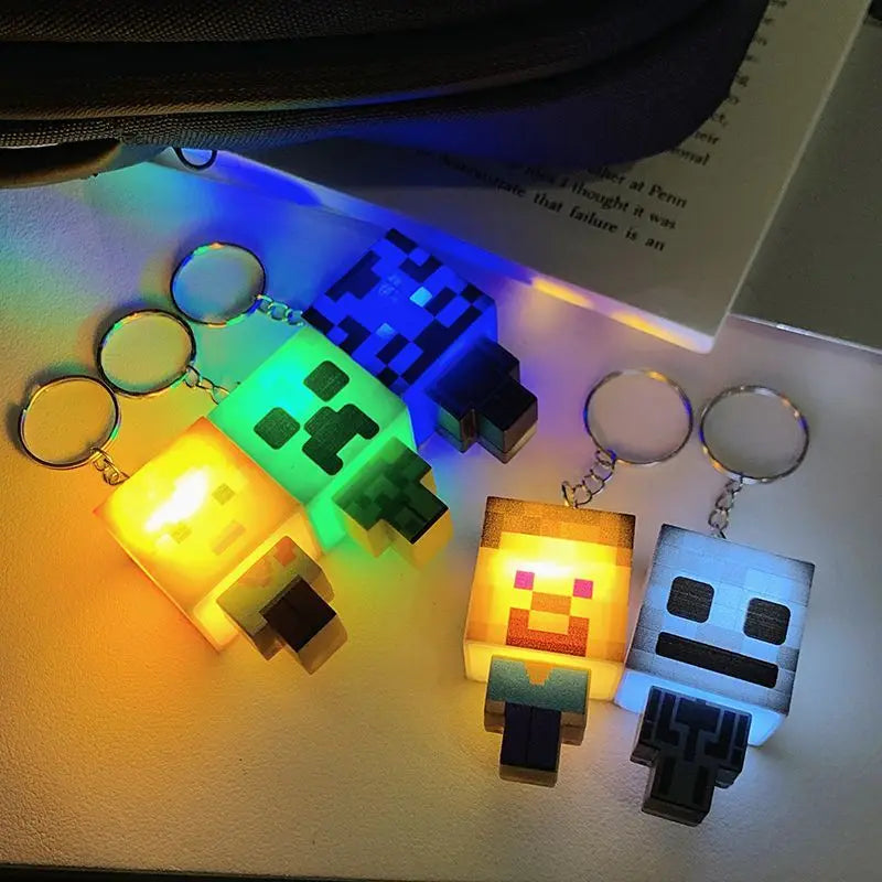 Minecraft Creative Mini Keychain with Glowing Character, Fun Toy and Book Decoration, Perfect Gift for Friend
