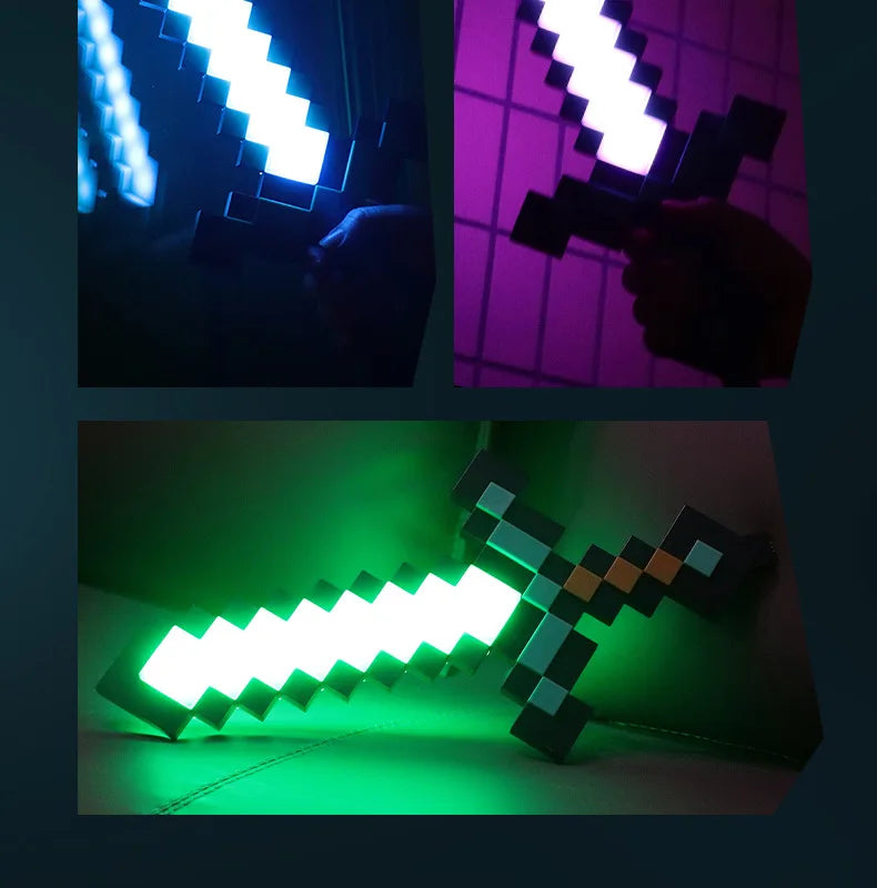 Minecraft Diamond Sword LED Night Light 3D Gamer Desk Lamp USB Charging Glowing Toys for Kids Room Decor, Birthday Gift for Boys