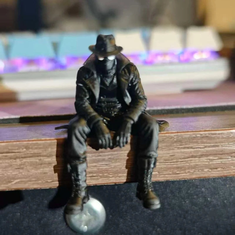 Miles Morales Noir Spider Man Sitting Pose Magnet Monitor Topper Figurine Ornament Desktop Decor Pvc Mini Figure Collect Gift