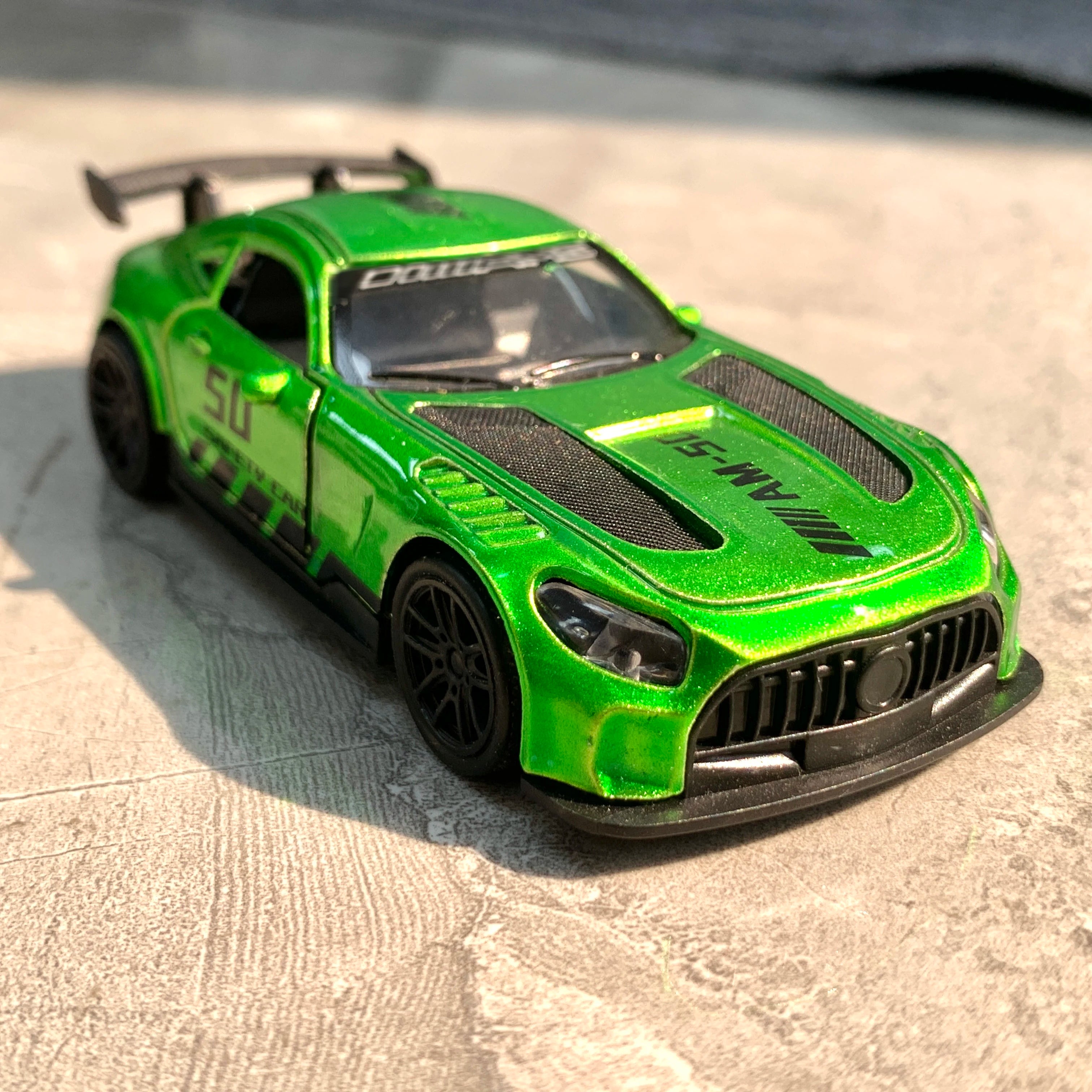 Green AMG GT50 GTR Alloy Diecast Model Car, 1/36 Pull Back Toy Race Car, Collectible Car Ornament, Boy's Favorite Car Toy Gifts