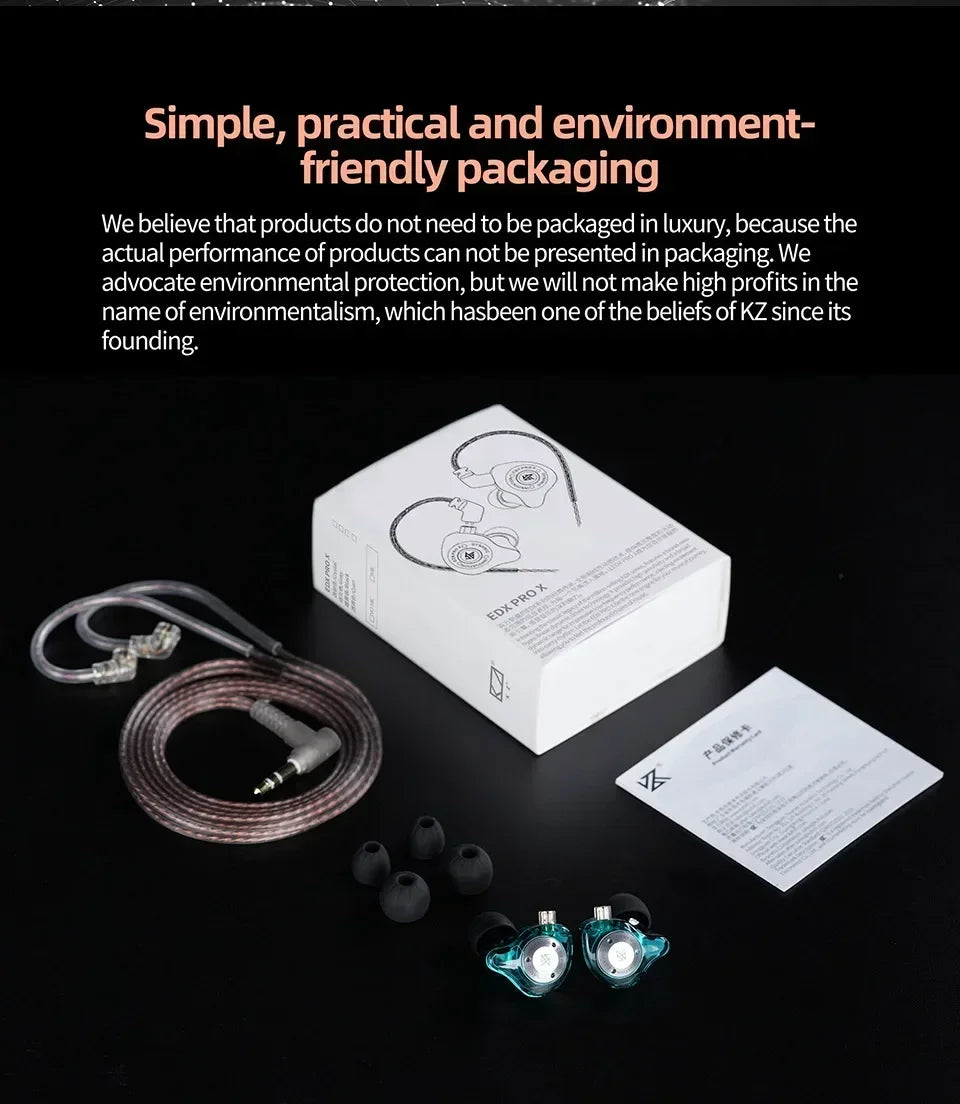 KZ EDX PRO X Dynamic Drive Earphones HIFI Bass Earbud DJ Music Cancelling Sport Headsets 2PIN Cable KZ ZSTX ZSNPRO X ZS10PRO ZVX