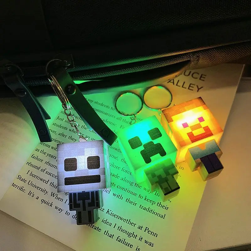 Minecraft Creative Mini Keychain with Glowing Character, Fun Toy and Book Decoration, Perfect Gift for Friend