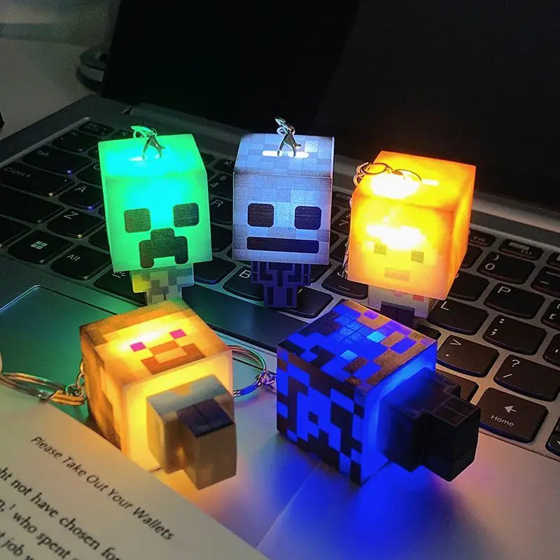 Minecraft Creative Mini Keychain with Glowing Character, Fun Toy and Book Decoration, Perfect Gift for Friend
