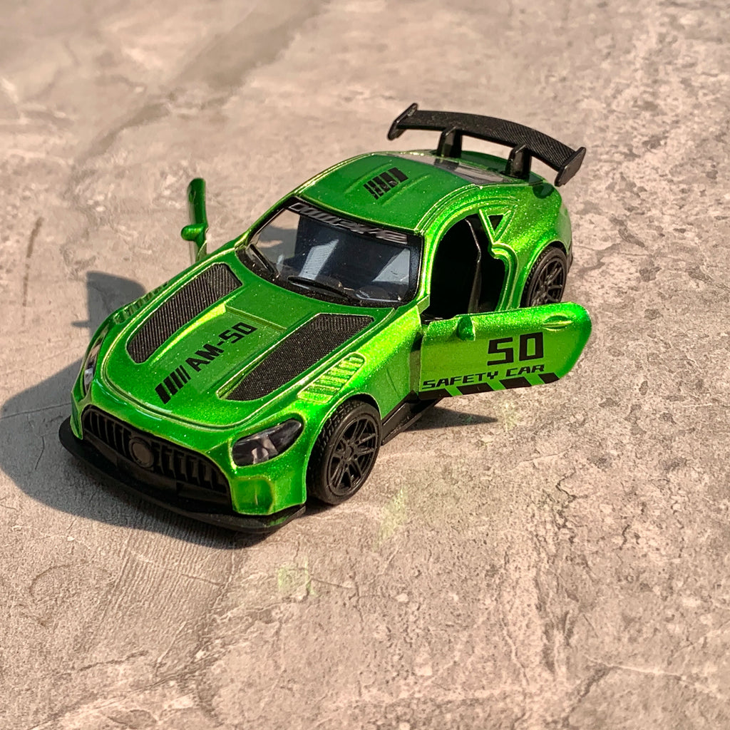 Green AMG GT50 GTR Alloy Diecast Model Car, 1/36 Pull Back Toy Race Car, Collectible Car Ornament, Boy's Favorite Car Toy Gifts