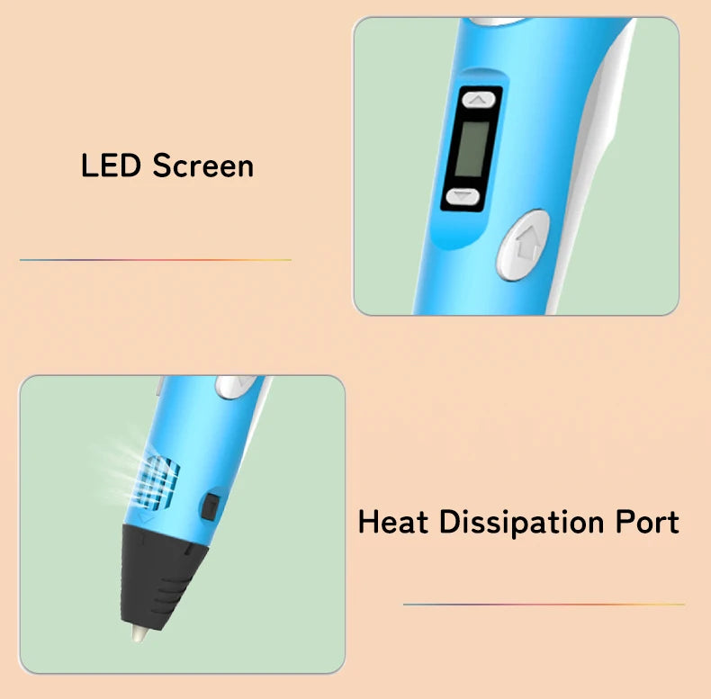 3D Printing Pen New 3D Pen with PLA Filament for Children Kids Creative DIY Pens Child's Birthday Gift Christmas