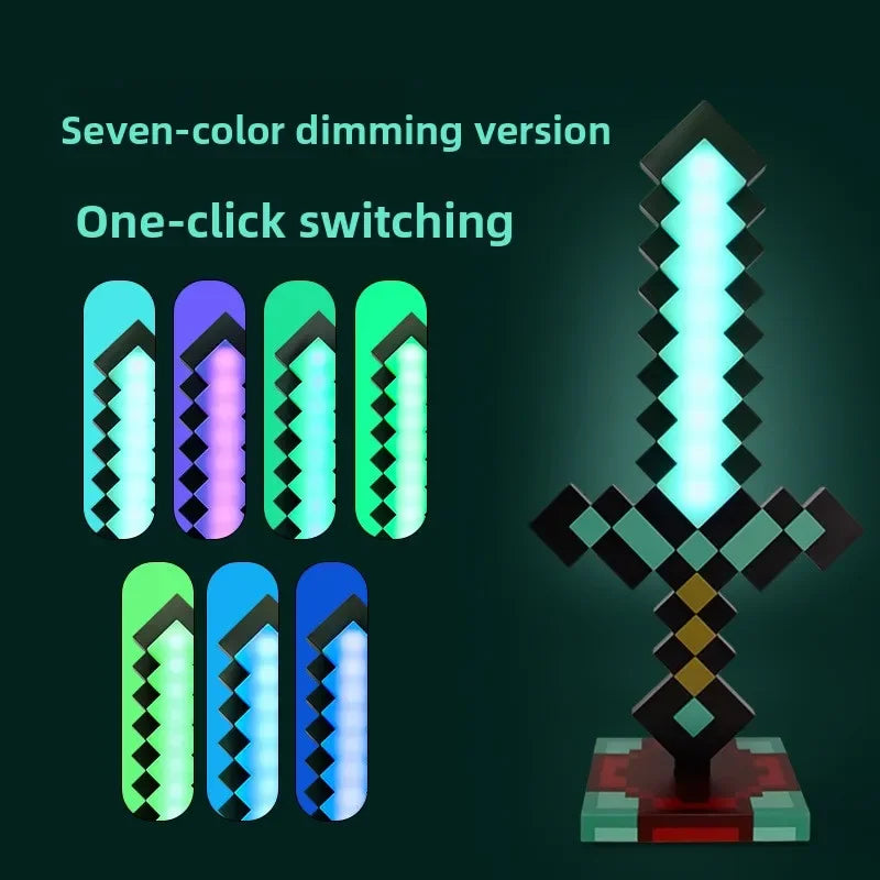 Minecraft Diamond Sword LED Night Light 3D Gamer Desk Lamp USB Charging Glowing Toys for Kids Room Decor, Birthday Gift for Boys