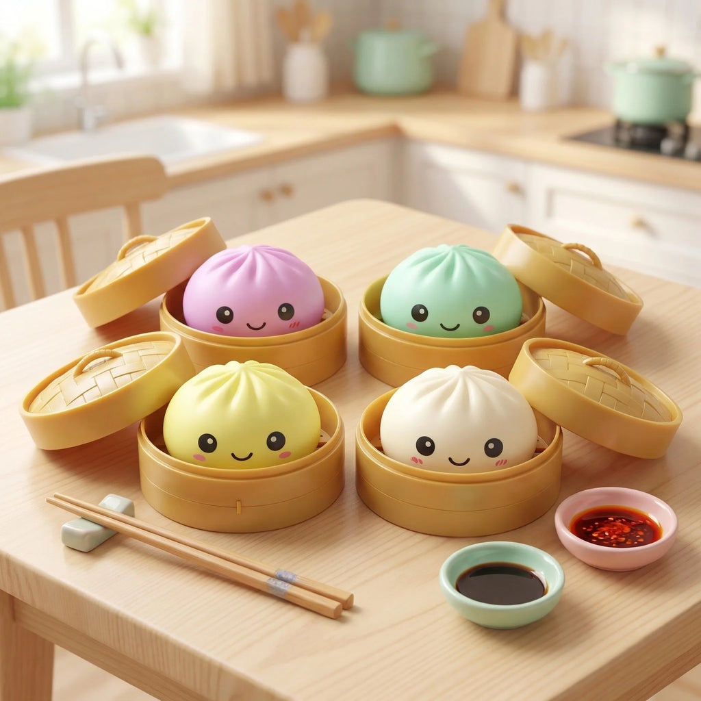 Giant Squishies Dumpling Bun Toy, Slow Rising Glitter Dumpling Stress Ball, Stress Relief Fidget Toy for Home Office Travel toys