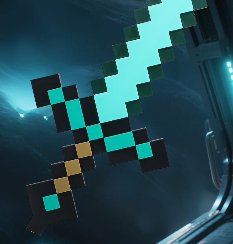 Minecraft Diamond Sword LED Night Light 3D Gamer Desk Lamp USB Charging Glowing Toys for Kids Room Decor, Birthday Gift for Boys
