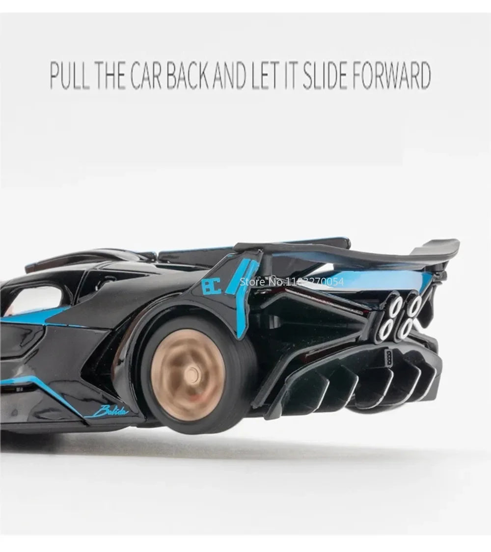 1/32 Bugatti Bolide Alloy Sport Car Model Toys Simulation Diecasts Metal Vehicle With Sound Light Pull Back Decoration Boy Gifts