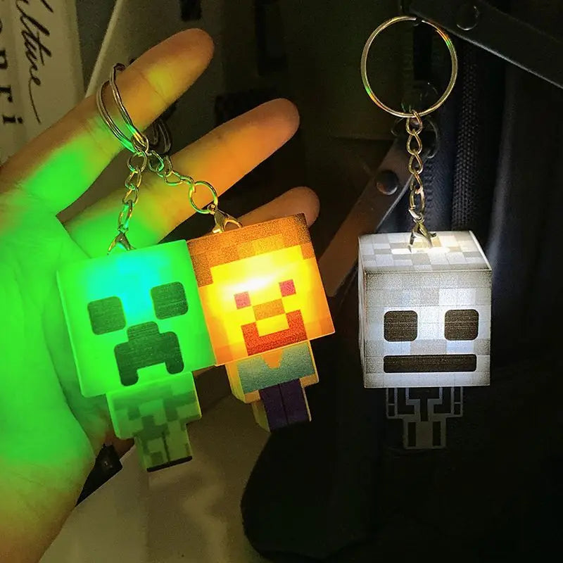 Minecraft Creative Mini Keychain with Glowing Character, Fun Toy and Book Decoration, Perfect Gift for Friend