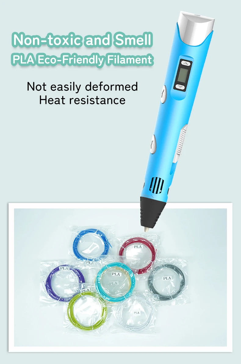3D Printing Pen New 3D Pen with PLA Filament for Children Kids Creative DIY Pens Child's Birthday Gift Christmas