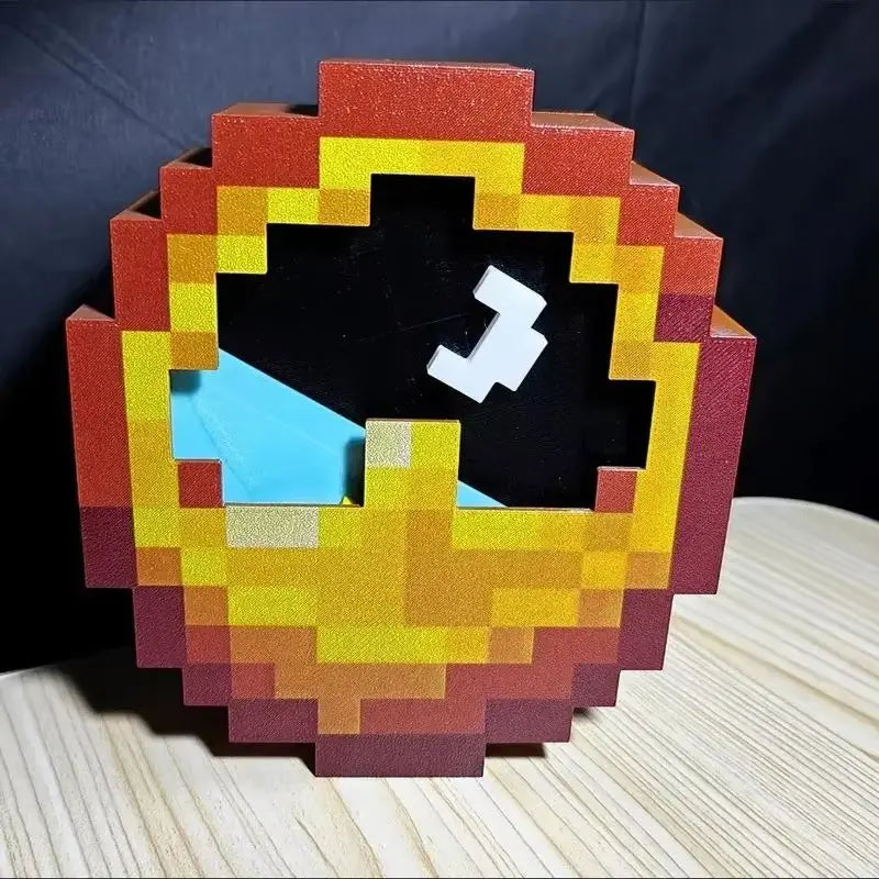 24/12-Hour Mosaic Clock High-Quality Pixel-Style Mc Annoying Villagers Game Clock Sun - Moon Swingable Clock Wall Desk Decor