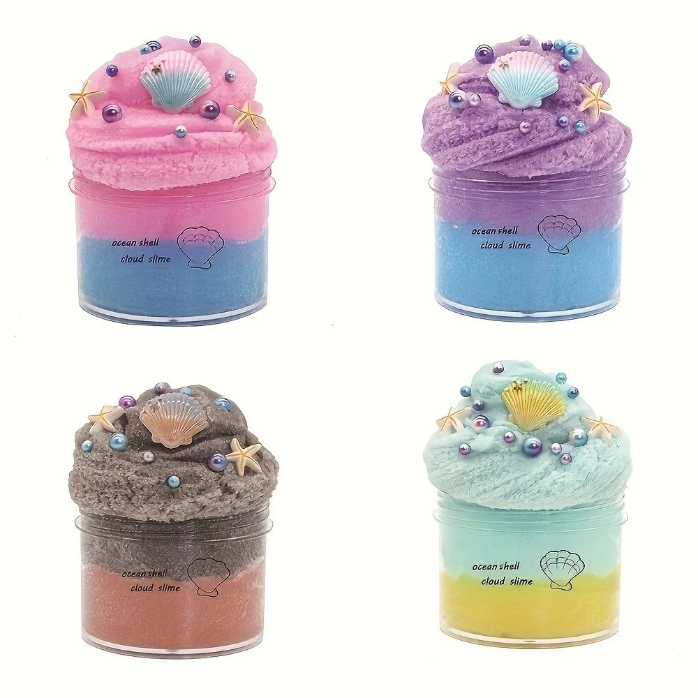 Crystal Mud DIY Sea Shells Slime Liuli Lake Gradual Transparent Mud, Poke Mud Decompression Toy Anti-stress Children's Toy