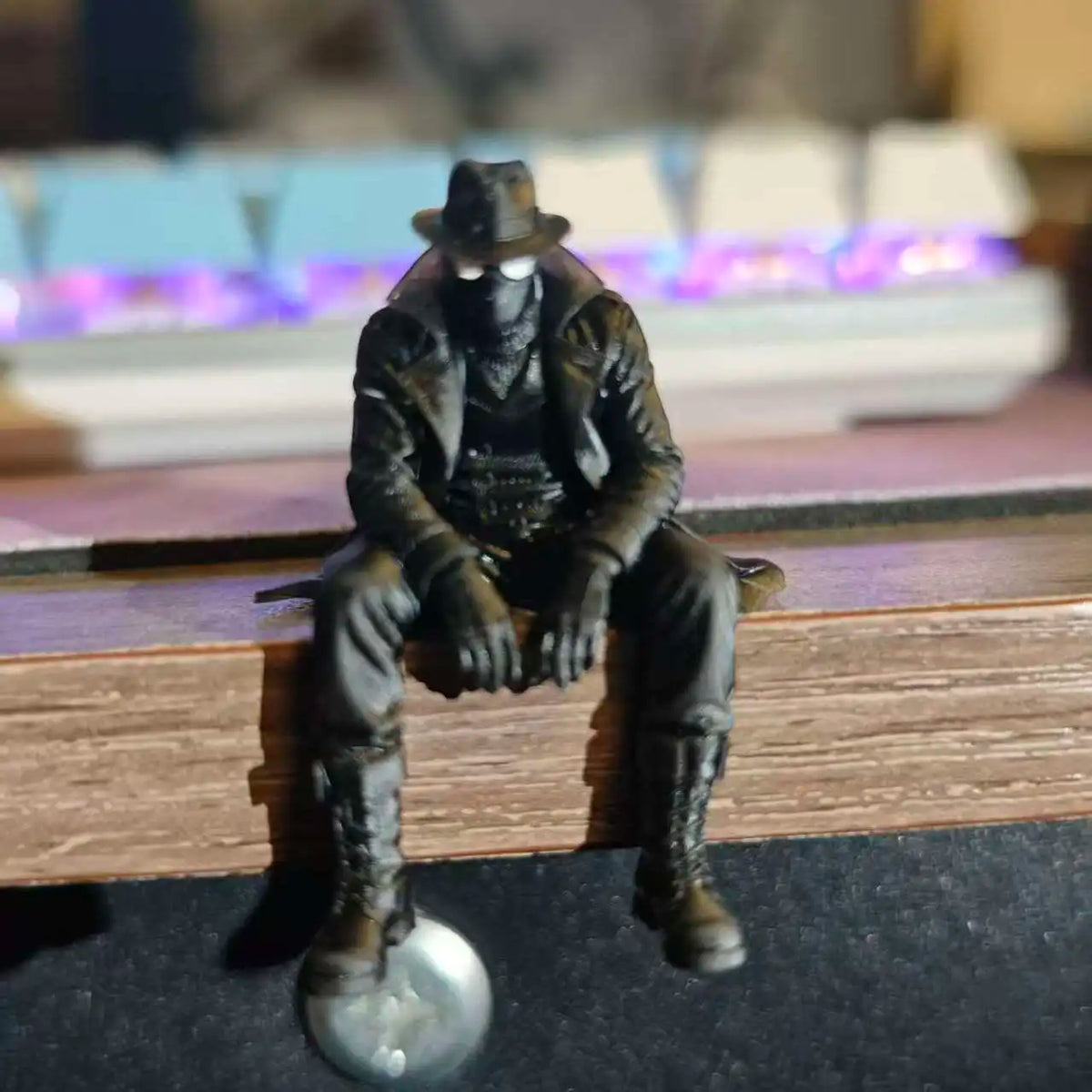 Miles Morales Noir Spider Man Sitting Pose Magnet Monitor Topper Figurine Ornament Desktop Decor Pvc Mini Figure Collect Gift