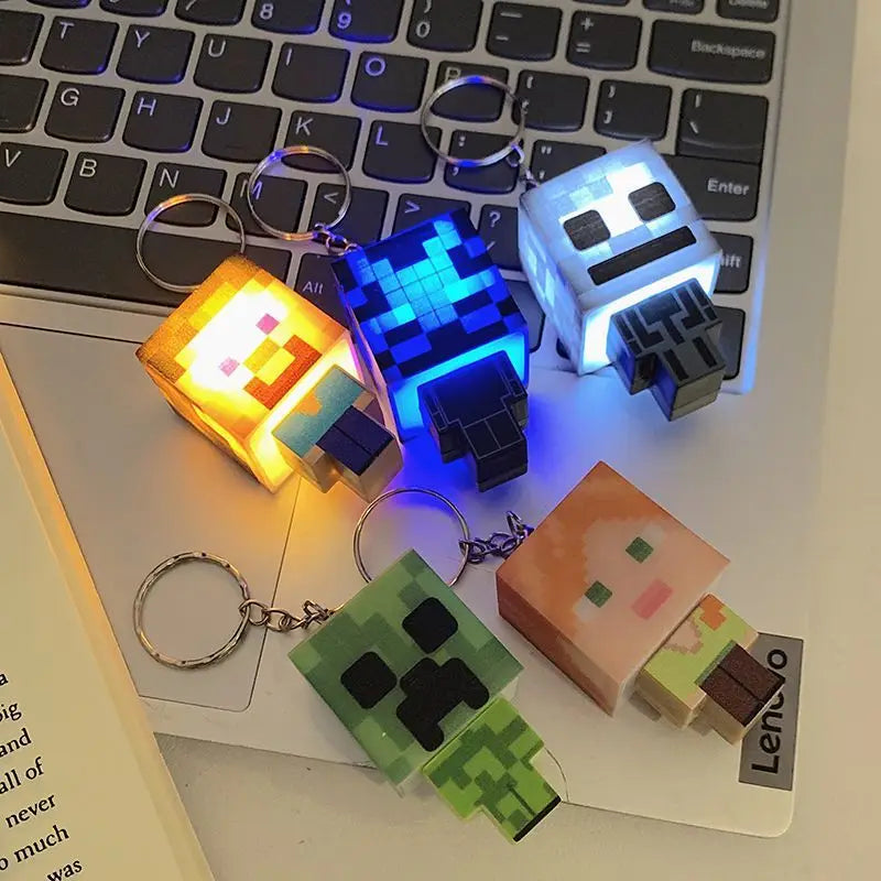 Minecraft Creative Mini Keychain with Glowing Character, Fun Toy and Book Decoration, Perfect Gift for Friend