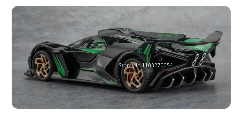 1/32 Bugatti Bolide Alloy Sport Car Model Toys Simulation Diecasts Metal Vehicle With Sound Light Pull Back Decoration Boy Gifts