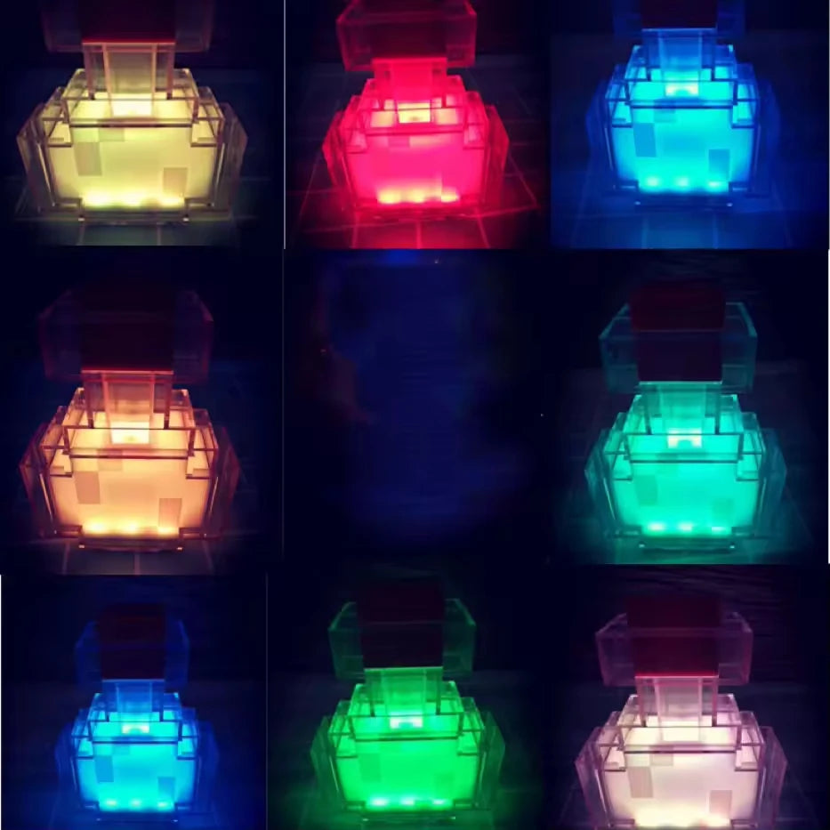 Minecraft Game Potion Bottle Night Light 7 Colors Changing LED Tap Control Rechargeable Atmosphere Lamp for Bedroom Desk Decor Gifts