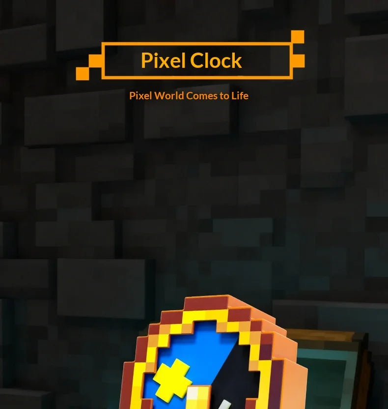24/12-Hour Mosaic Clock High-Quality Pixel-Style Mc Annoying Villagers Game Clock Sun - Moon Swingable Clock Wall Desk Decor