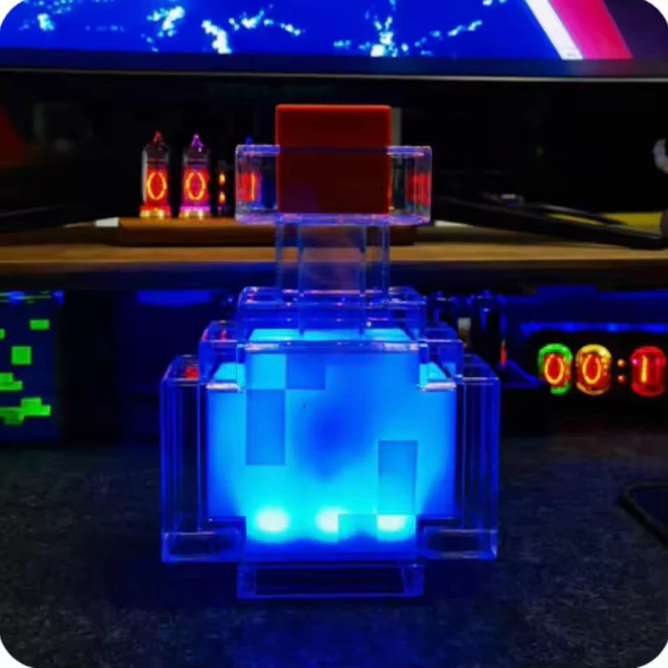 Minecraft Game Potion Bottle Night Light 7 Colors Changing LED Tap Control Rechargeable Atmosphere Lamp for Bedroom Desk Decor Gifts