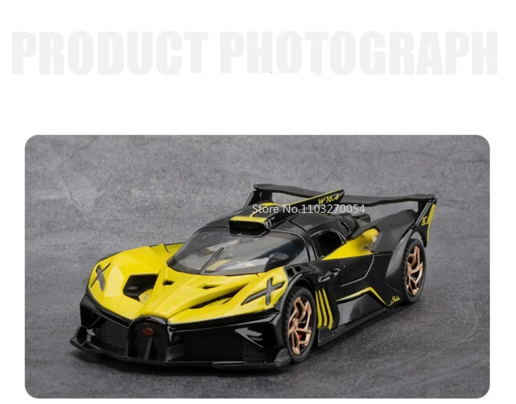 1/32 Bugatti Bolide Alloy Sport Car Model Toys Simulation Diecasts Metal Vehicle With Sound Light Pull Back Decoration Boy Gifts