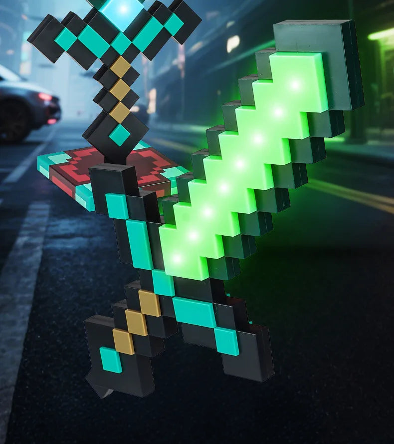 Minecraft Diamond Sword LED Night Light 3D Gamer Desk Lamp USB Charging Glowing Toys for Kids Room Decor, Birthday Gift for Boys