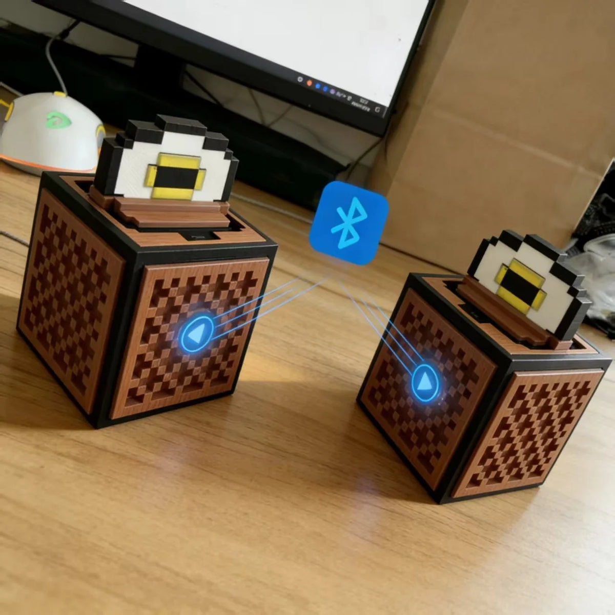 Redstone Music Box Jukebox Pixel Block Model Desktop Figure Toy Tabletop Decor For Kids Teens Gamers Fun Birthday Gift