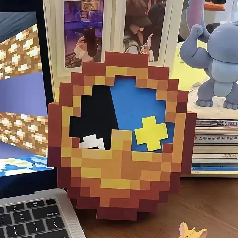 24/12-Hour Mosaic Clock High-Quality Pixel-Style Mc Annoying Villagers Game Clock Sun - Moon Swingable Clock Wall Desk Decor